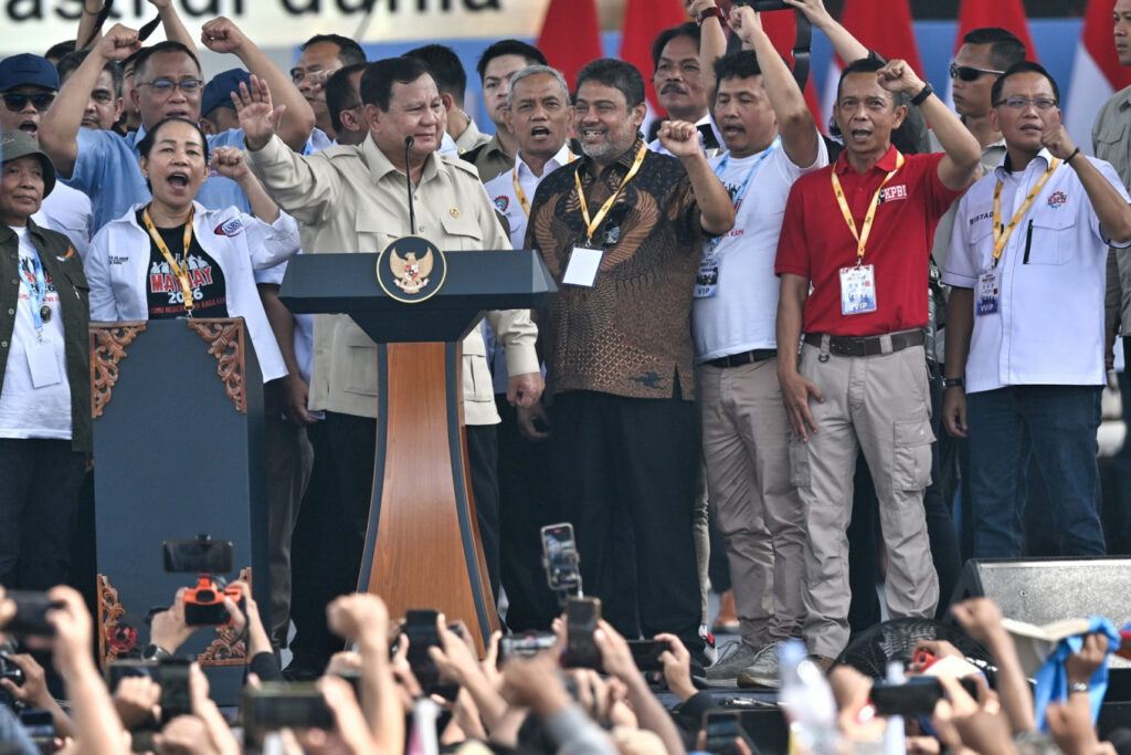 Prabowo woos labors with populist policies, cabinet pick